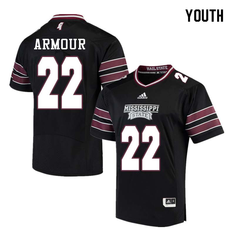 Youth #22 Blake Armour Mississippi State Bulldogs College Football Jerseys Sale-Black
